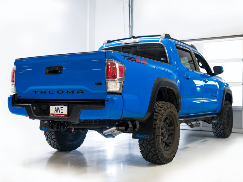 AWE Tuning 16-22 Toyota Tacoma 0FG Cat-Back Exhaust w/ BashGuard - Dual Diamond Black Tips - 3015-33826
