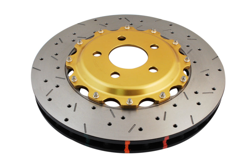 DBA 99-04 Audi A6 Quattro 4.2L Front 5000 Series Drilled & Slotted Rotor w/Gold Hat - DBA5240GLDXS