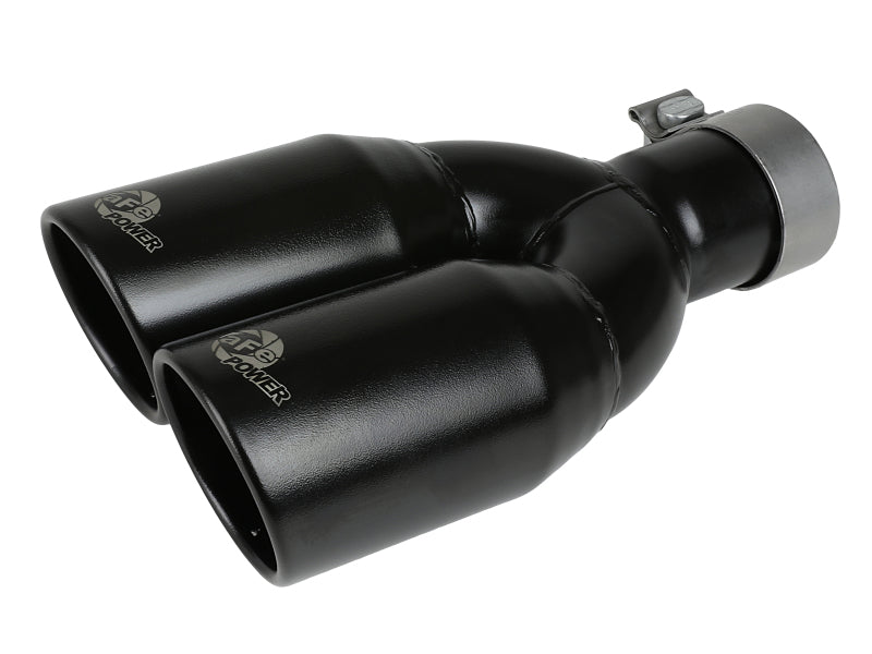 aFe MACH Force-Xp 409 Stainless Steel Clamp-on Exhaust Tip 2.5in Inlet 3.5in Outlet - Black - 49T25374-B12