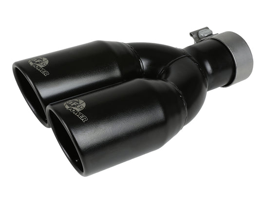 aFe MACH Force-Xp 409 Stainless Steel Clamp-on Exhaust Tip 2.5in Inlet 3.5in Outlet - Black - 49T25374-B12
