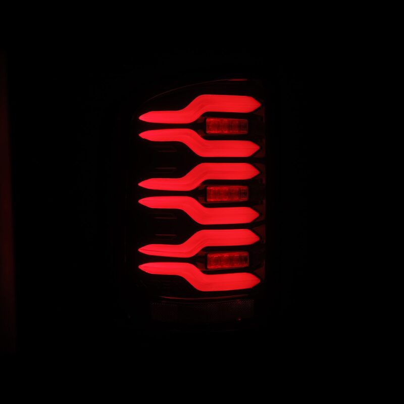 AlphaRex 14-18 GMC Sierra 1500/2500HD/3500HD LUXX-Series LED Tail Lights Blk/Red w/Actv Lgt Seq. Sig - 630050