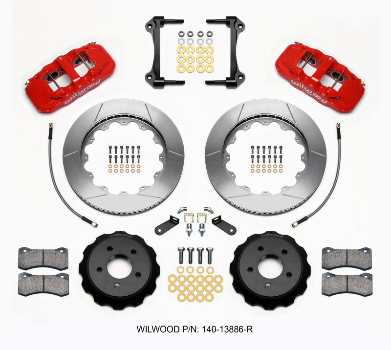 Wilwood AERO6 Front Hat Kit 14.00 Red 15-23 Mustang w/Lines - 140-13886-R