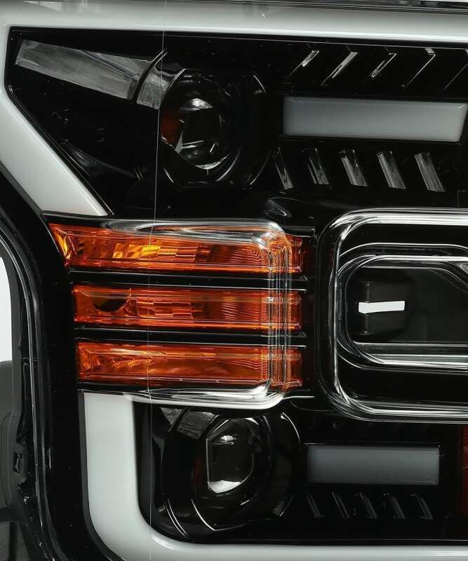 AlphaRex 15-17 Ford F-150 LUXX LED Projector Headlights Plank Style Alpha Blk w/Activ Light/DRL - 880168