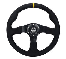 Load image into Gallery viewer, NRG Reinforced Steering Wheel (350mm/ 3in. Deep) Alcantara w/ Yellow Center w/ Black Stitch - RST-012SA-Y