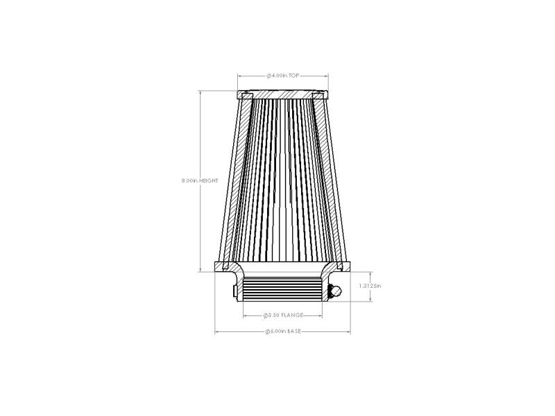 aFe POWER Universal Clamp-On Air Filter w/ D2 Dura-Dry Media - 3-1/2in F x 6in B x 4in T x 8in H - 21-35008V