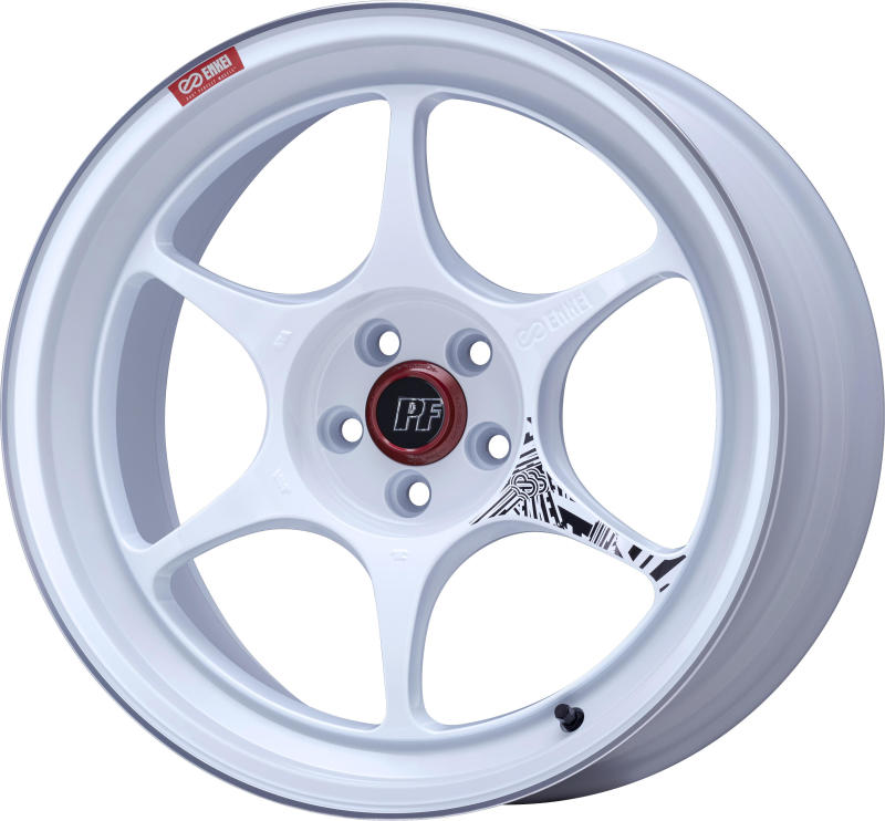 Enkei PF06 18x9in 5x120 BP 28mm Offset 72.5mm Bore White Machined Wheel - 545-890-1228WM