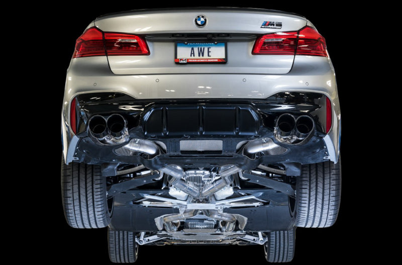 AWE Tuning 18-19 BMW M5 (F90) 4.4T AWD SwitchPath Cat-Back Exhaust - Chrome Silver Tips - 3025-42062