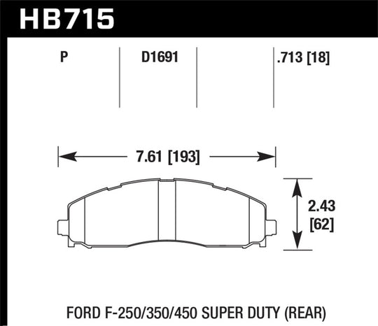 Hawk 15-17 Ford F-250/350 LTS Street Rear Brake Pads - HB715Y.713