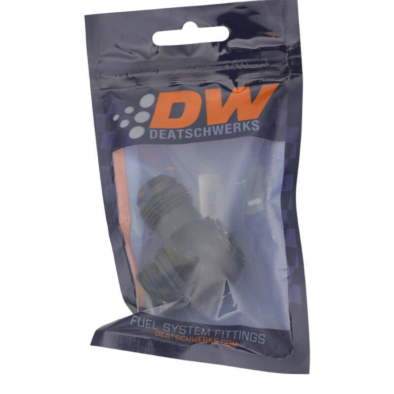 DeatschWerks 10AN ORB Male to 10AN Male Flare Low Profile 90-Degree Swivel - Anodized Matte Black - 6-02-0417-B