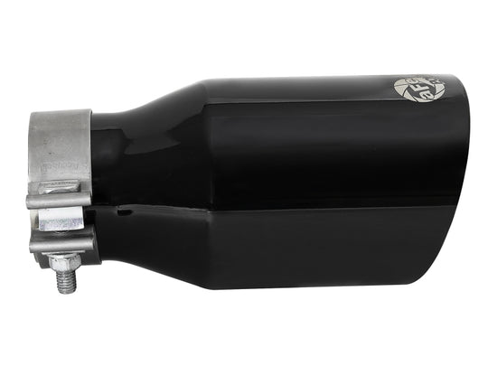 aFe MACH Force-Xp Univ 304 SS Double-Wall Clamp-On Exhaust Tip - Black - 3in Inlet - 4.5in Outlet - 49T30454-B092