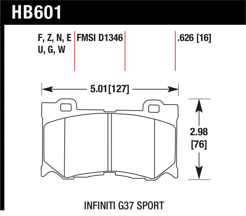 Hawk 2009-2013 Infiniti FB50 Sport HPS 5.0 Front Brake Pads - HB601B.626