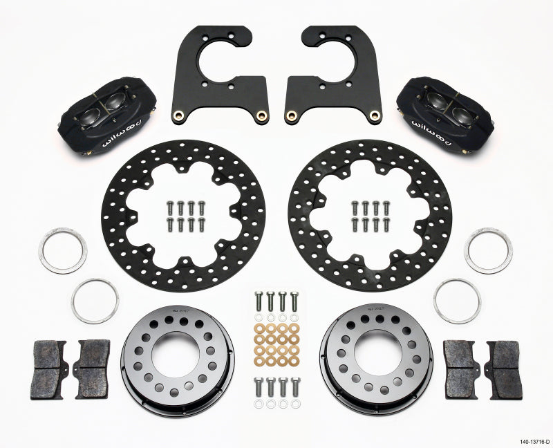 Wilwood Forged Dynalite Rear Drag Kit Drilled Rotor Ford 8.8 Special w/2.50in Offset-5 Lug - 140-13716-D