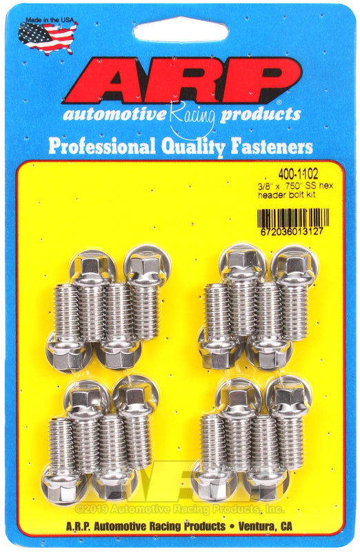 ARP Chevrolet / Ford 3/8in x .750 SS Hex Header Bolt Kit - 400-1102