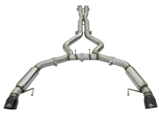 aFe MACHForce XP 3in 304 SS Sport Tone Cat-Back w/ Black Tips 15-17 Ford Mustang V6-3.7L/V8-5.0L - 49-33088-B
