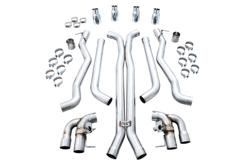 AWE Tuning 18-19 BMW M5 (F90) 4.4T AWD SwitchPath Cat-Back Exhaust - Chrome Silver Tips - 3025-42062