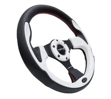Load image into Gallery viewer, NRG Reinforced Steering Wheel (320mm) Blk w/White Trim &amp; 4mm 3-Spoke - RST-001WT