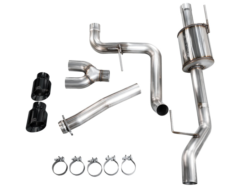 AWE 21-25 Ford F150 (14th Gen Reg Cab) Cat-Back Exhaust - 4.5in Dual Side Exit Diamond Black Tips - 3015-33145