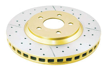 Load image into Gallery viewer, DBA 05-14 Ford Mustang GT Front Street Series Drilled &amp; Slotted Rotor w/Gold Hat - DBA2113X