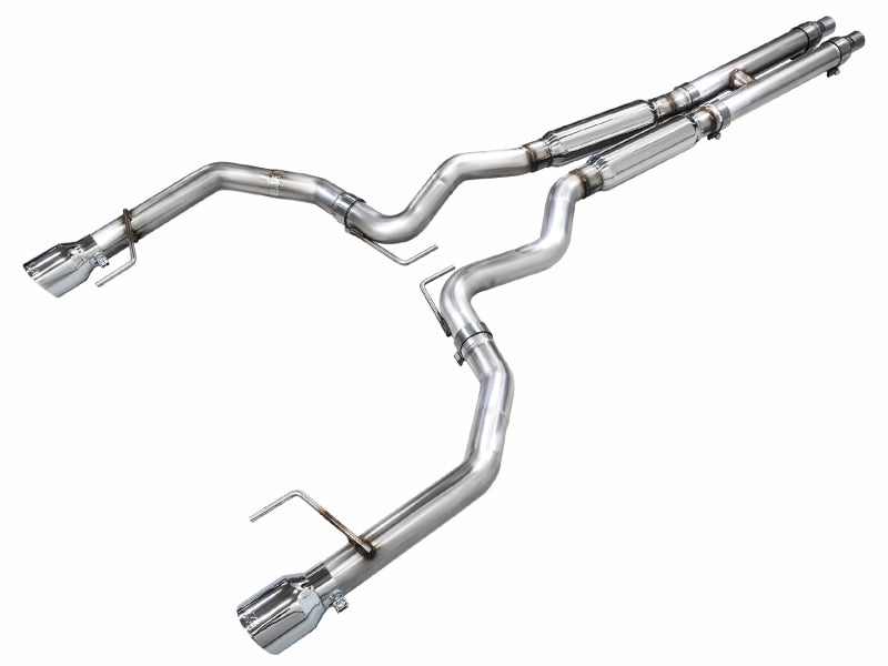 AWE 2024 Ford Mustang GT Fastback S650 RWD Track Edition Cat-Back Exhaust w/ Dual Chrome Silver Tips - 3020-32650