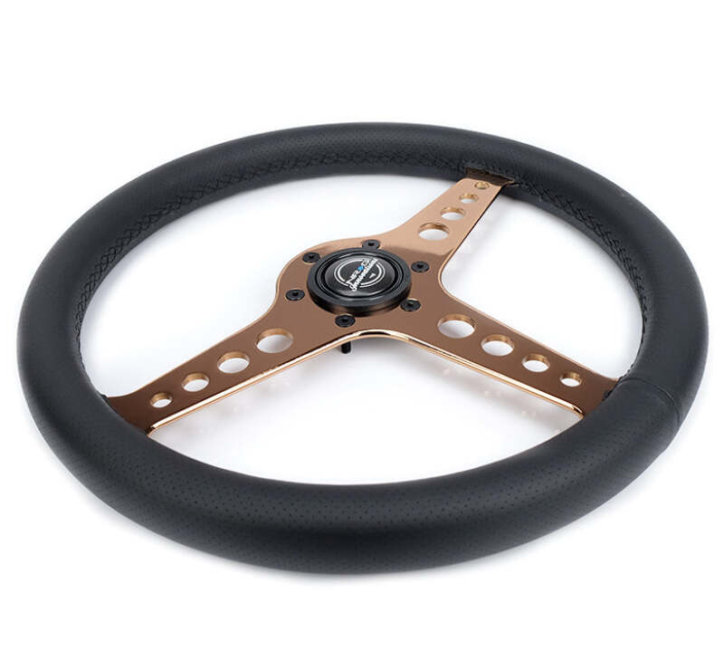 NRG Light Weight Gaming Steering Wheel - Driftz 350mm 3 Rose Gold Spokes Perforated Leather - ST-034RG-PR