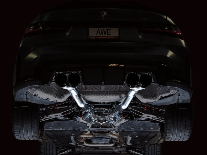 AWE Tuning Track Edition Cat-Back Exhaust for BMW G8X M3/M4 - Diamond Black Tips - 3020-42482
