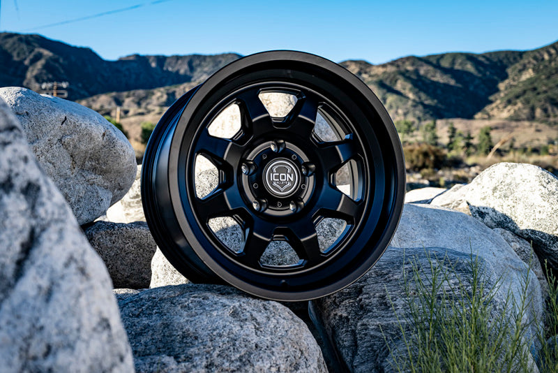 ICON Nuevo 17 X 8.5 6 X 5.5 0mm Offset 4.75in BS Satin Black - 8117858347SB