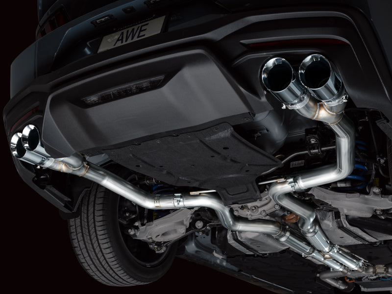 AWE 2024 Ford Mustang GT Fastback S650 RWD Track Edition Cat-Back Exhaust w/ Quad Chrome Silver Tips - 3020-42650