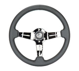 NRG Light Weight Gaming Steering Wheel - 350mm 3 Black Chrome Spokes Perforated Leather - ST-010BC-PR