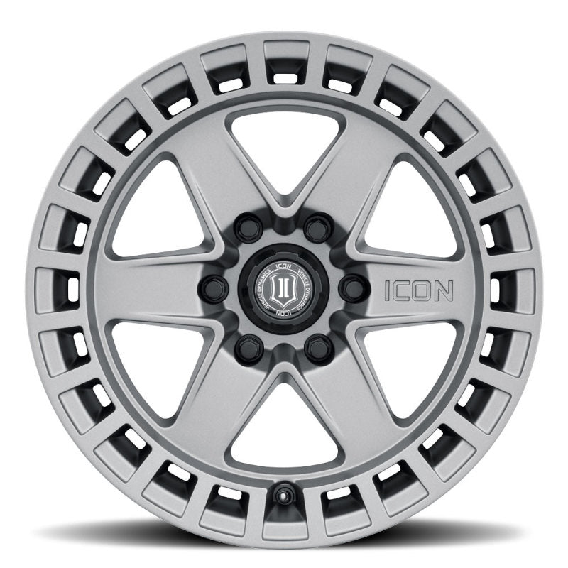 ICON Raider 17x8.5 6x135 6mm Offset 5in BS Titanium Wheel - 3417856350TT