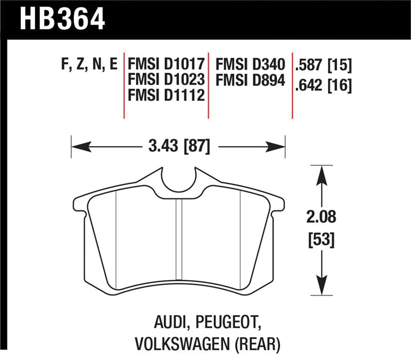 Hawk HP+ Street Brake Pads - HB364N.587
