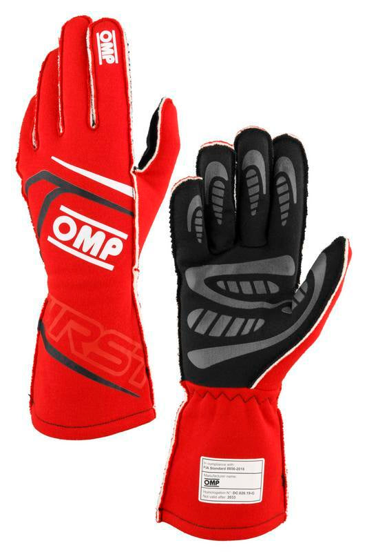 OMP FIRST GLOVES FIA 8856-2018 MY2025 BLACK / FUCHSIA SZ XS - IB0-0776-B01-277-XS