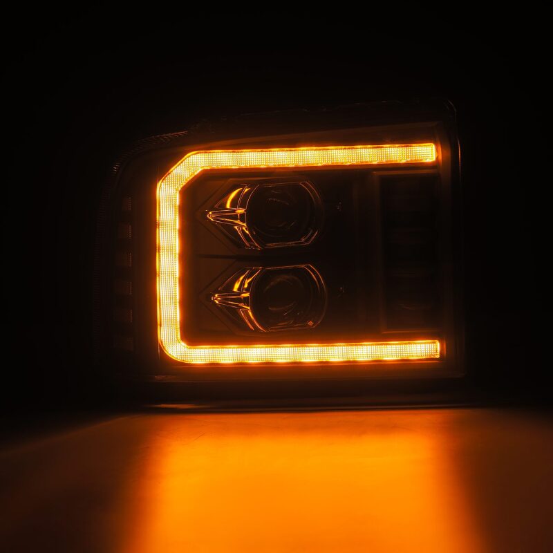 AlphaRex 05-07 Ford F250/350/450/550 Super Duty PRO-Series Proj. Headlights Blk w/Seq Sig. + SWB DRL - 880315