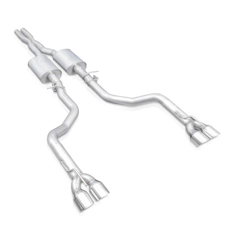 Stainless Works 15-19 Dodge Challenger 6.2L/6.4L Hemi 3in Legend Catback X-Pipe w/4in Quad Tips - CHAL16CBL4