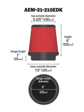 Load image into Gallery viewer, AEM Dryflow 6in. X 6in. Round Tapered Air Filter - 21-210EDK