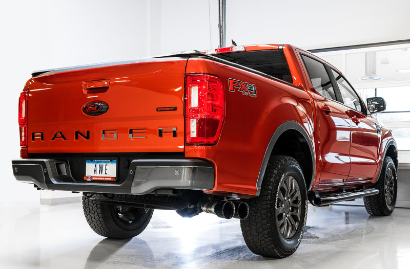 AWE Tuning 2019+ Ford Ranger 0FG Performance Exhaust System w/Diamond Black Tips & Rock Guard - 3015-23064