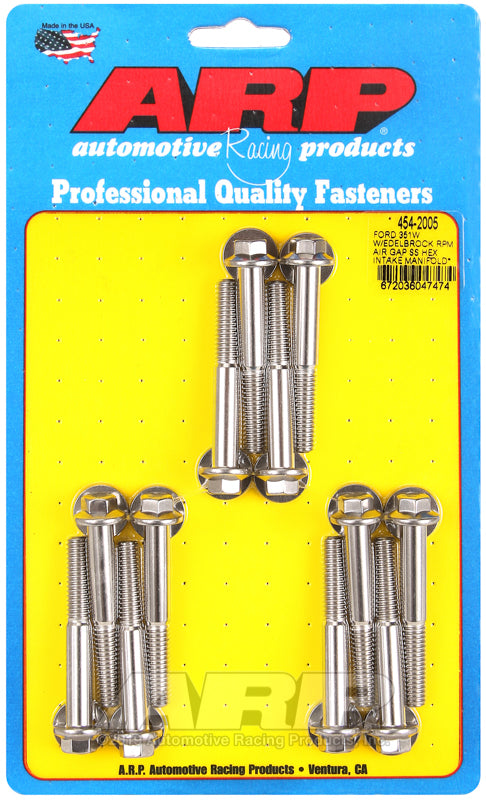 ARP Ford 351W w/Edelbrock RPM air gap hex intake manifold bolt kit - 454-2005