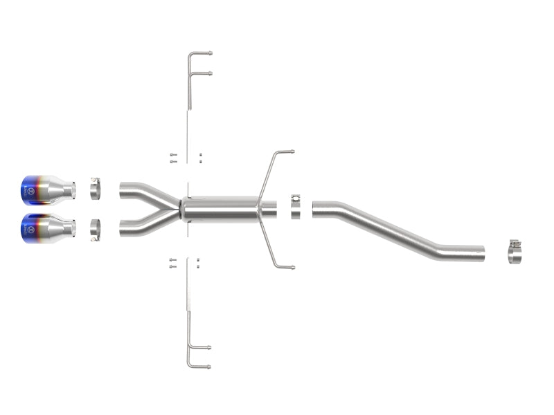aFe Takeda 2.5in 304SS Axle-Back Exhaust System 17-19 Honda Civic Type R L4-2.0L (t) - BL Flame Tip - 49-36626-L