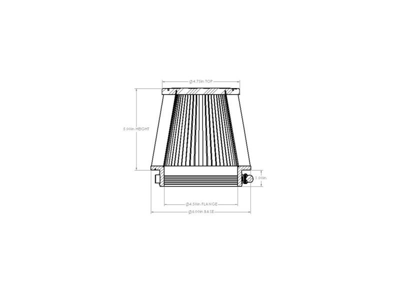 aFe POWER Universal Clamp-On Air Filter w/ D2 Dura-Dry Media - 4.5in F x 6in B x 4.75in T x 5in H - 21-45505V