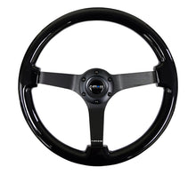 Load image into Gallery viewer, NRG Reinforced Steering Wheel (350mm / 3in. Deep) Black w/Black Chrome Solid 3-Spoke Center - RST-036BK-BK
