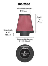 Load image into Gallery viewer, K&amp;N Universal Clamp-On Air Filter 2in FLG / 3-1/8in B / 2in T / 3in L - RC-2580