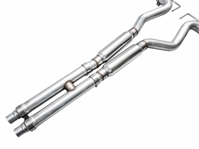 AWE 2024 Ford Mustang Dark Horse S650 RWD Track Edition Cat-Back Exhaust w/ Quad Chrome Silver Tips - 3020-42375