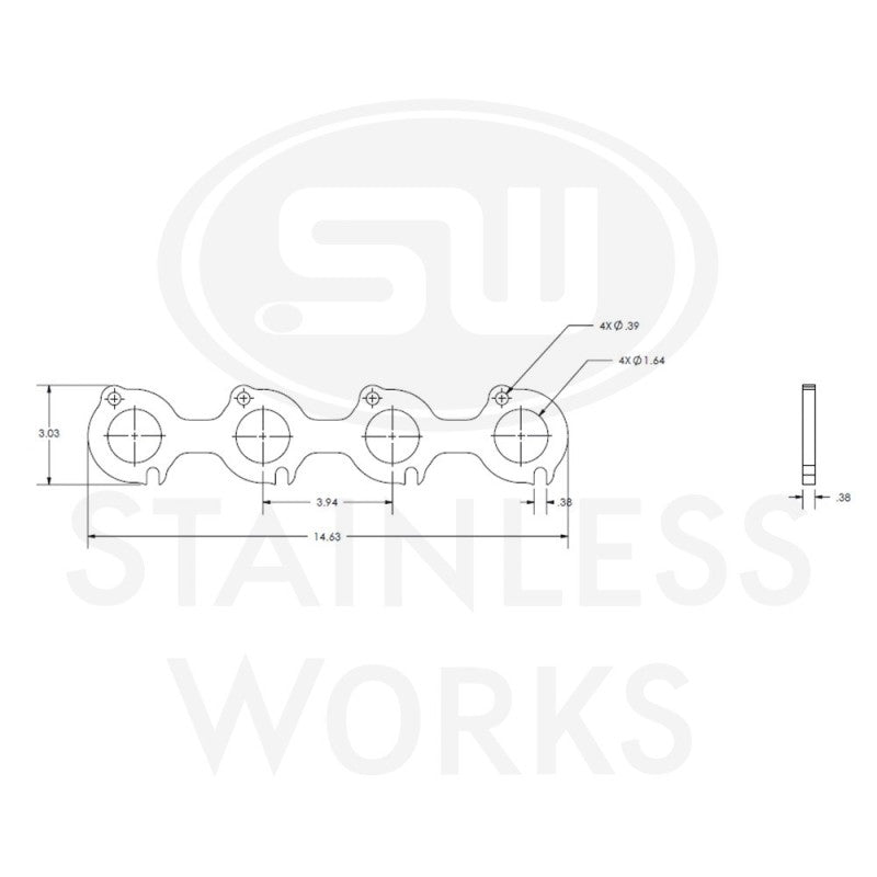 Stainless Works Small Block Ford 4.6L 2V Round Port Header 304SS Exhaust Flanges 1-5/8in Primaries - HF462V163