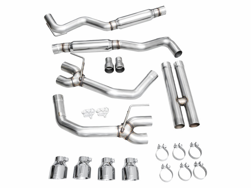 AWE 2024 Ford Mustang GT Fastback S650 RWD Track Edition Cat-Back Exhaust w/ Quad Chrome Silver Tips - 3020-42650