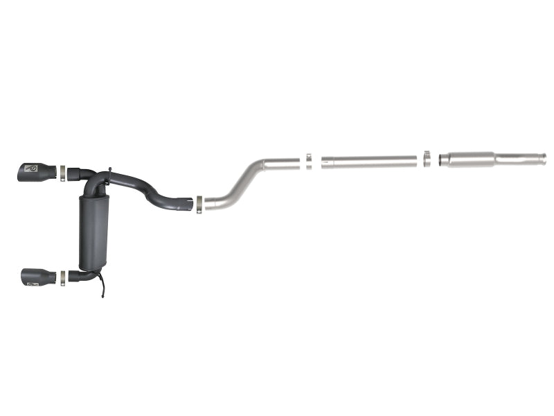 aFe Rebel Series 409 Stainless Steel Cat-Back Exhaust 18-21 Jeep Wrangler JL 2.0L (t) - Black Tip - 49-48096-B