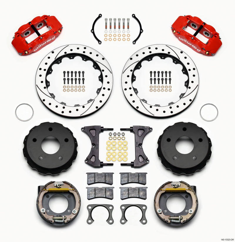 Wilwood Narrow Superlite 4R Rear P-Brk Kit 12.88in Drilled Red Big Ford 2.36in Off Bronco 5 x 5.50 - 140-13323-DR