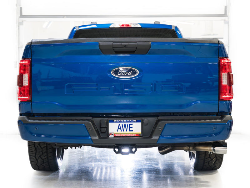 AWE Tuning 21-25 Ford F150 (14th Gen Reg Cab) Cat-Back Exhaust - 4.5in Dual Side Exit Chrome Tips - 3015-32145