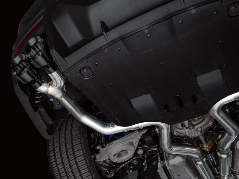 AWE 2024 Ford Mustang Dark Horse S650 RWD Track Edition Cat-Back Exhaust w/ Quad Diamond Black Tips - 3020-43375