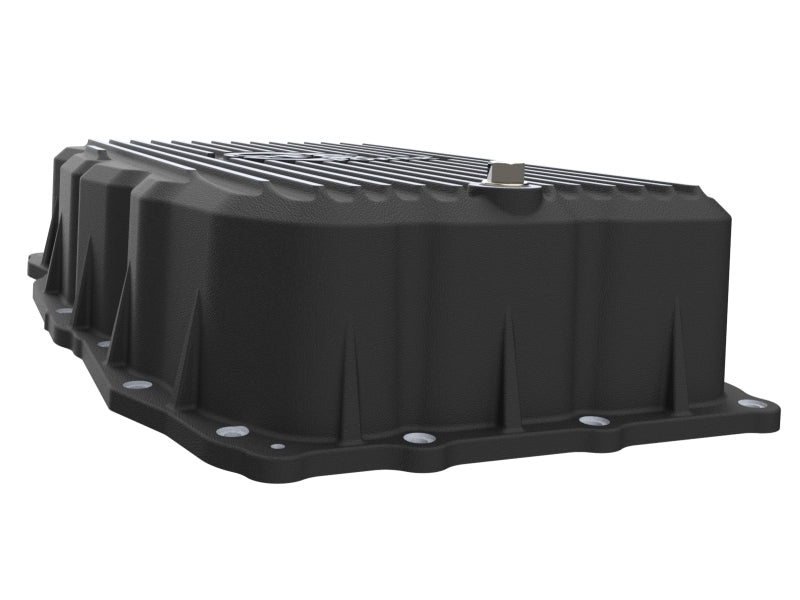 aFe 20-26 GM Trucks L6 3.0L Transmission Pan - Black w/ Machined Fins - 46-71420B