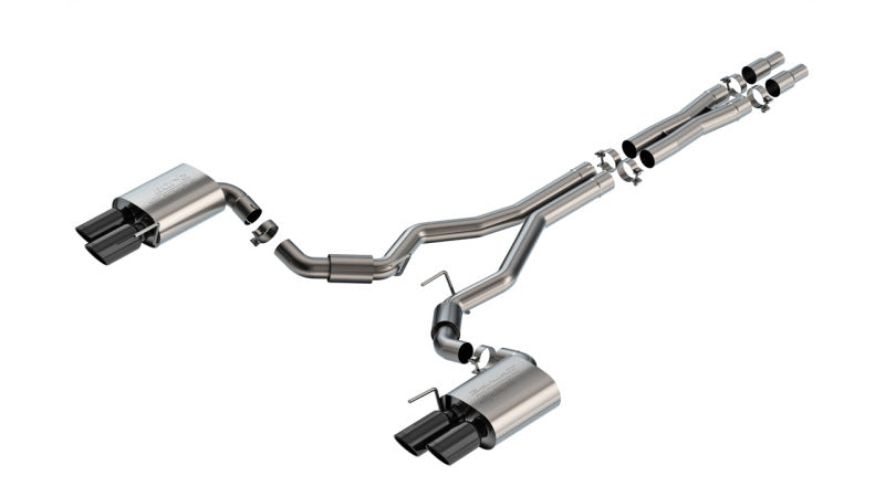 Borla 2024 Ford Mustang GT 5.0L V8 3 in S-Type Catback Non-Active Exhaust- Black Chrome Quad Tip - 140969BC