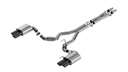Borla 2024 Ford Mustang GT 5.0L V8 3 in S-Type Catback Non-Active Exhaust- Black Chrome Quad Tip - 140969BC